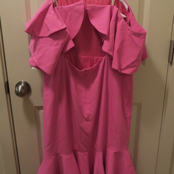 Fame and Partners Pink Off the Shoulder Midi Dress The Sasha Dress NWT - Picture 6 of 15